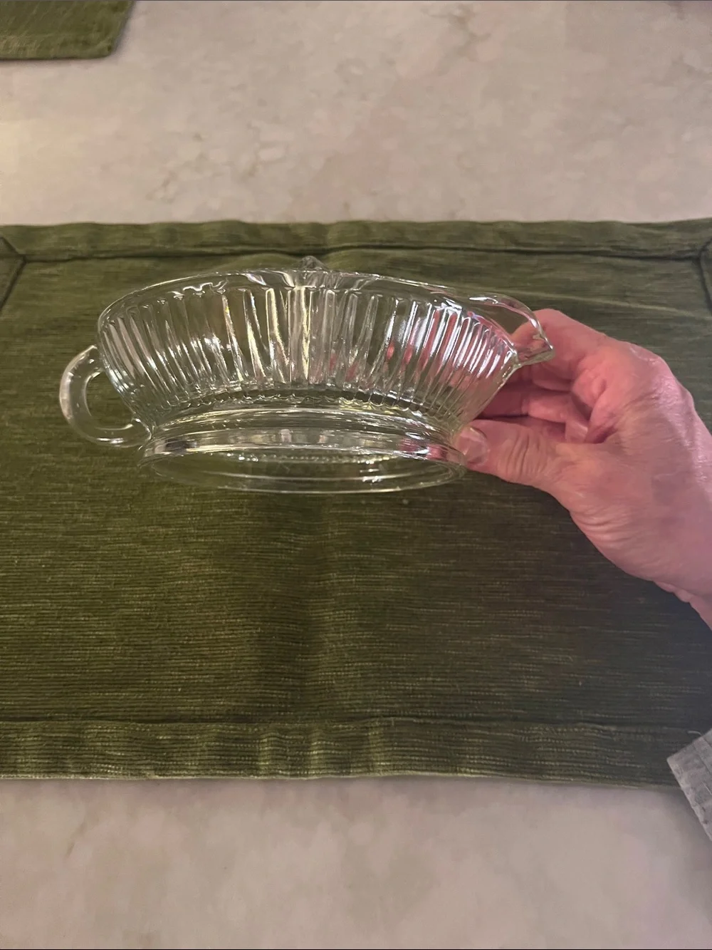 Vintage Clear Glass Citrus Juicer‎ Reamer w/ Handle and Pour Spout Ribbed Design